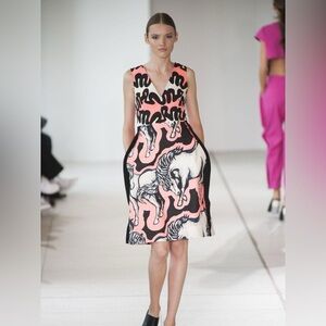 ISSA Spring Collection 2015 Black and Orange Equine Dress